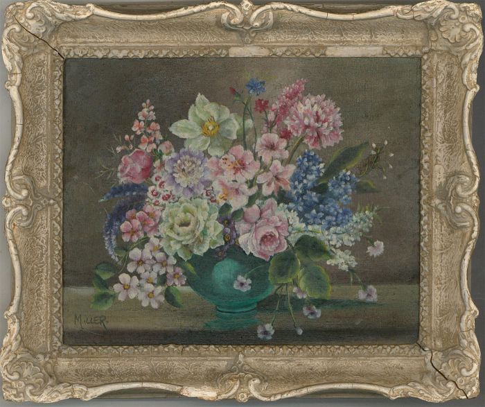 Miller - Signed & Framed Mid 20th Century Oil, Vase of Flowers