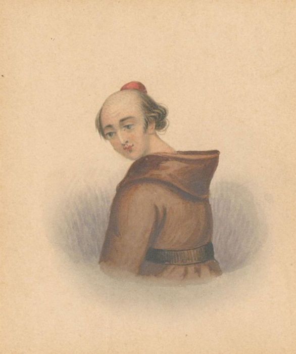 Mid 19th Century Miniature Watercolour - The Friendly Monk 