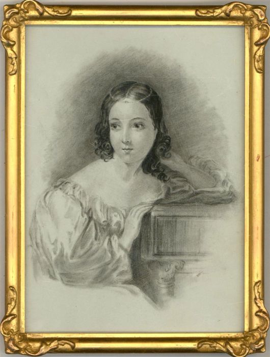 Late 19th Century Graphite Drawing - Study of a Seated Girl