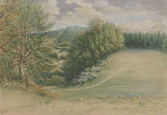 J.O.W - 1871 Watercolour, View of Selborne in Late Summer