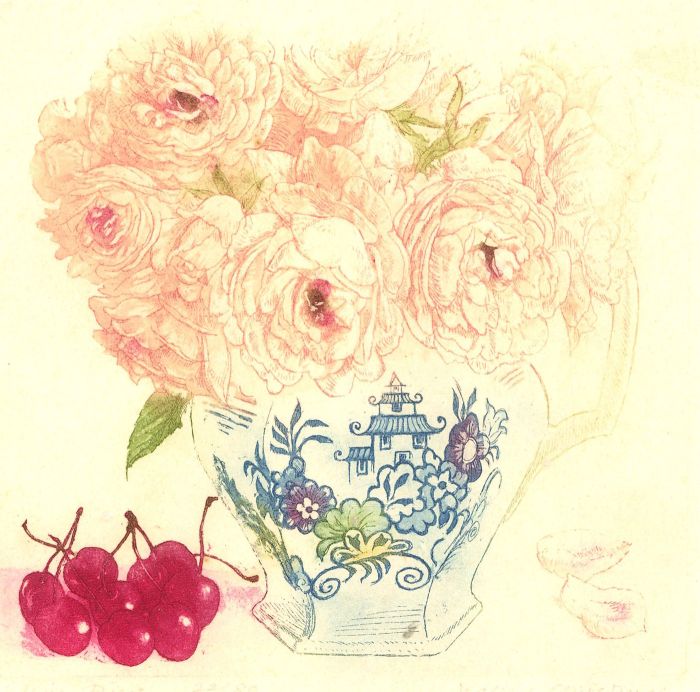 Valerie Christmas - Contemporary Etching, June Roses