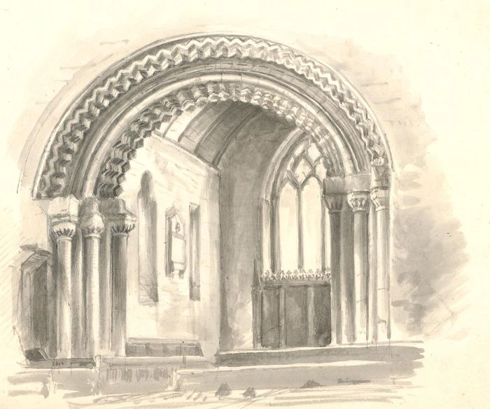 1858 Watercolour - Longdon Church, Worcester
