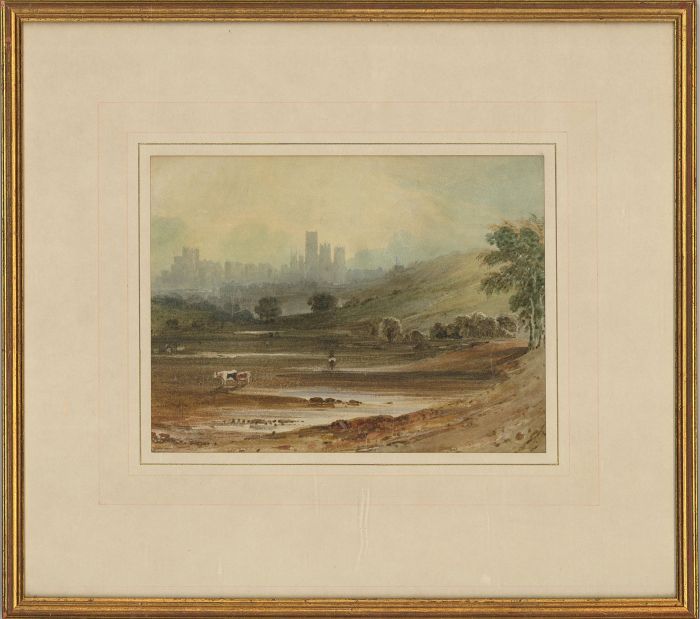Late 19th Century Watercolour - Landscape View with Livestock