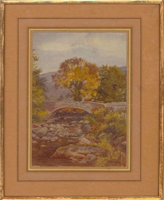 O.W. Staples - Early 20th Century Watercolour, Tal-y-Bont Bridge
