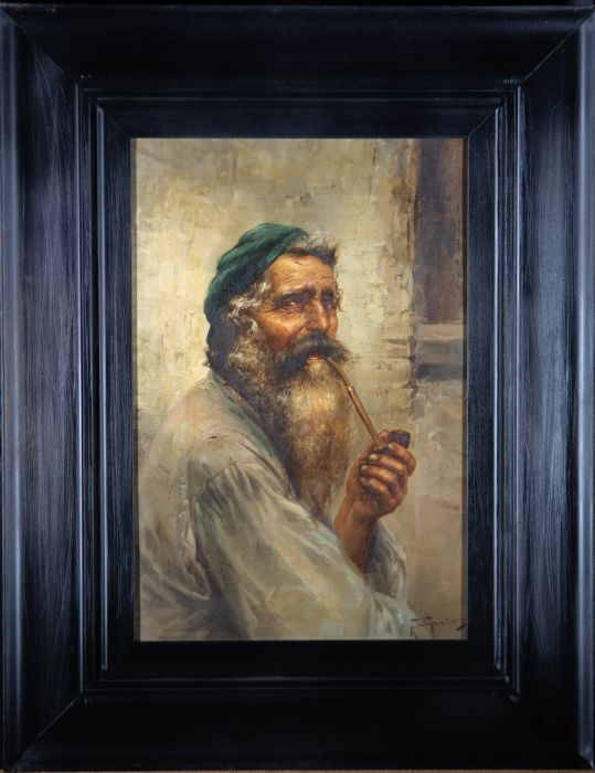 R. Frigerio (1875-1948) - Signed & Framed Early 20th Century Oil, Smoking Man