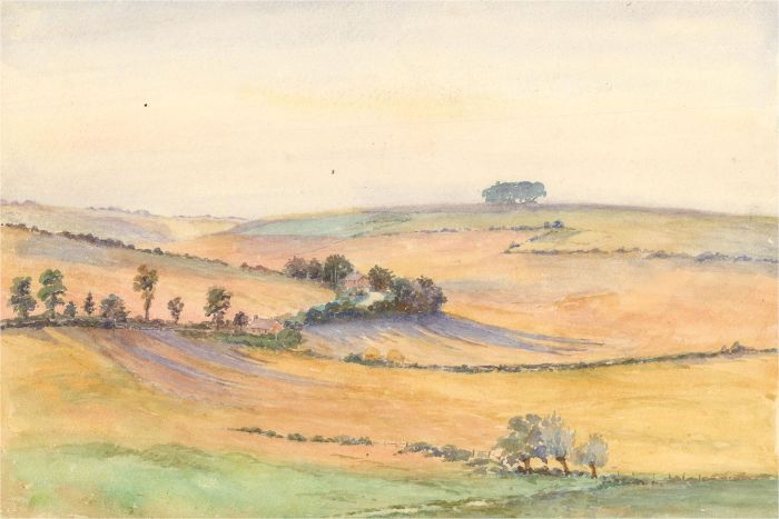 A.K Selby - 1933 Watercolour, View from Hill above Salisbury