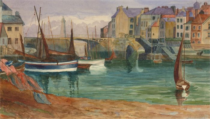 Amy K. Selby (fl.1892-1926) - Signed 1896 Watercolour, Harbour Scene