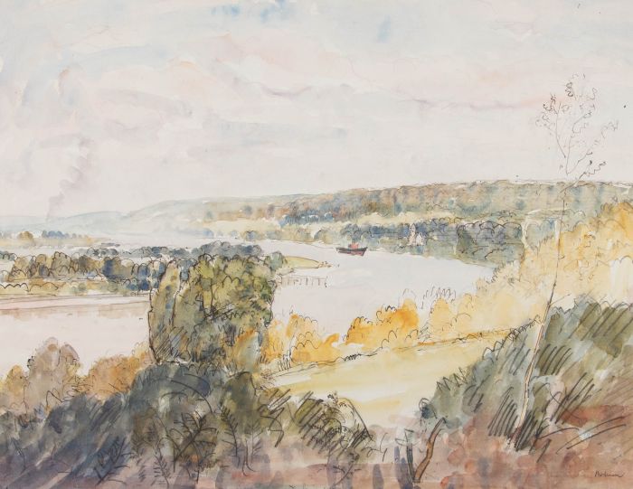 Lord Paul Ayshford Methuen RA 1886–1974 - 1949 Watercolour, The Winding Seine