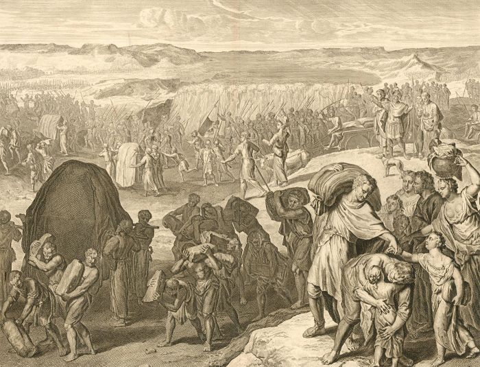 Dutch Bible Scenes - 18th Century Engraving, The Israelites Crossing The Jordan