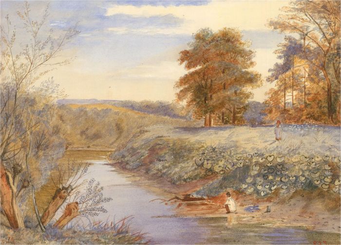 Emily Frances Fryer - 1864 Watercolour, Fishing From The Shingle