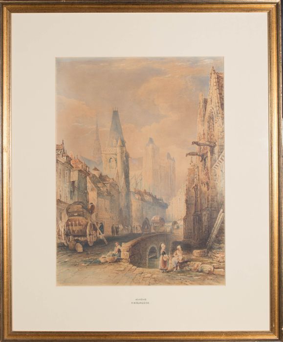 Attrib. Henry Burgess - Framed Early 19th Century Watercolour, Amiens Cathedral