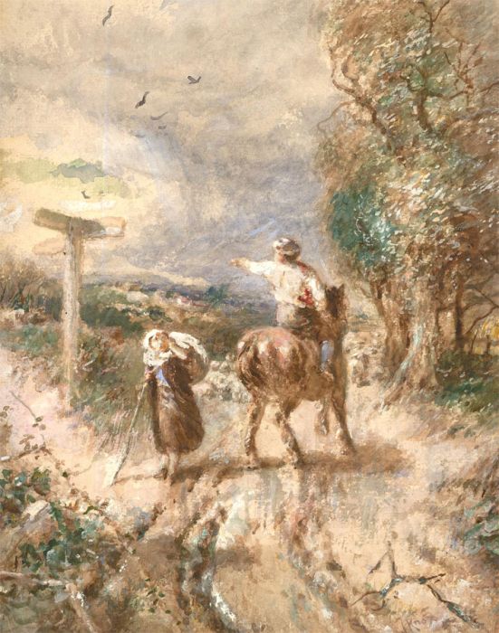 James Knox (1866-1942) - Signed Late 19th Century Watercolour, Along Windy Paths