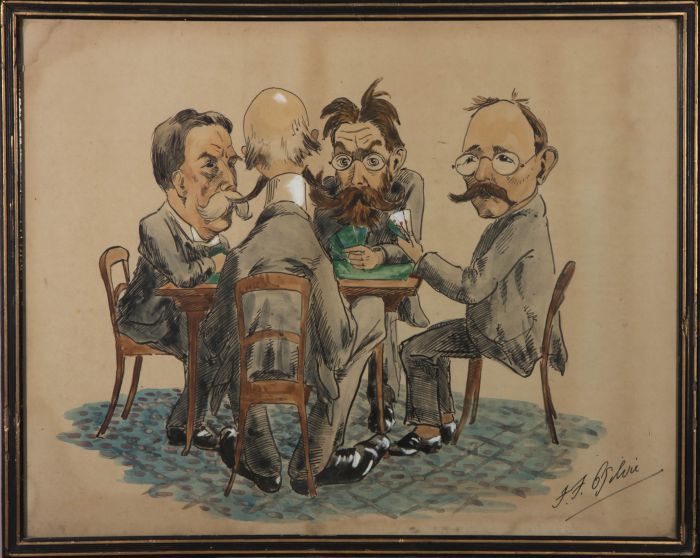F. F. Ogilvie - Edwardian India Ink, A Characterful Game Of Bridge