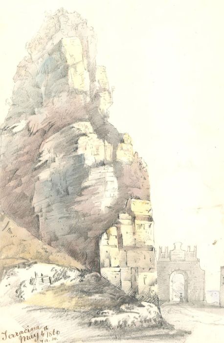 1860 Watercolour - Terracina, Italy