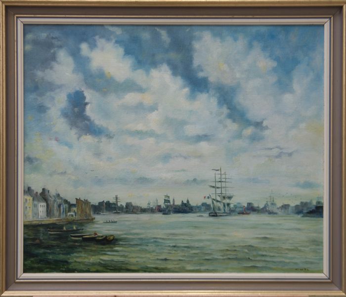 Robin Candy - Signed & Framed Mid 20th Century Oil, Resting Ships