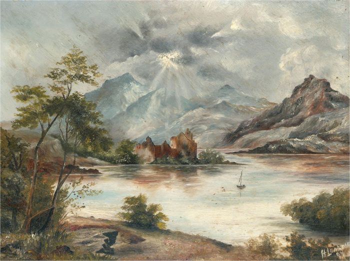 H. Leardie - 1897 Oil, Alpine Lake landscape