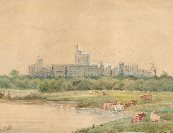 F. Dixey - Mid 19th Century Watercolour, Castle View