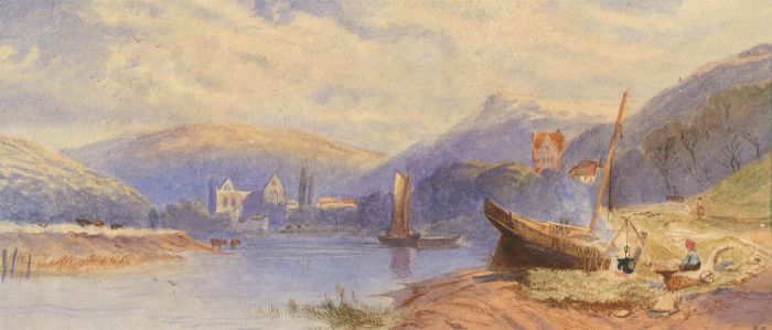 Late 19th Century Watercolour - Lake View with Boats
