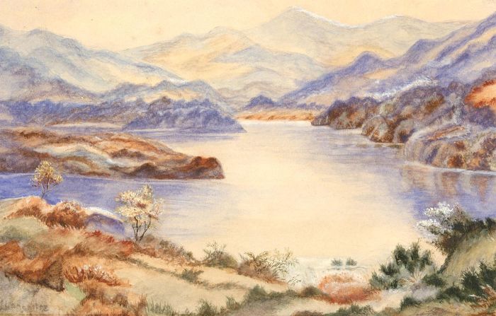 Late 19th Century Watercolour - Lake and Mountains