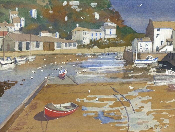 Ronald Scott Thorn - Contemporary Gouache, Polperro Harbour