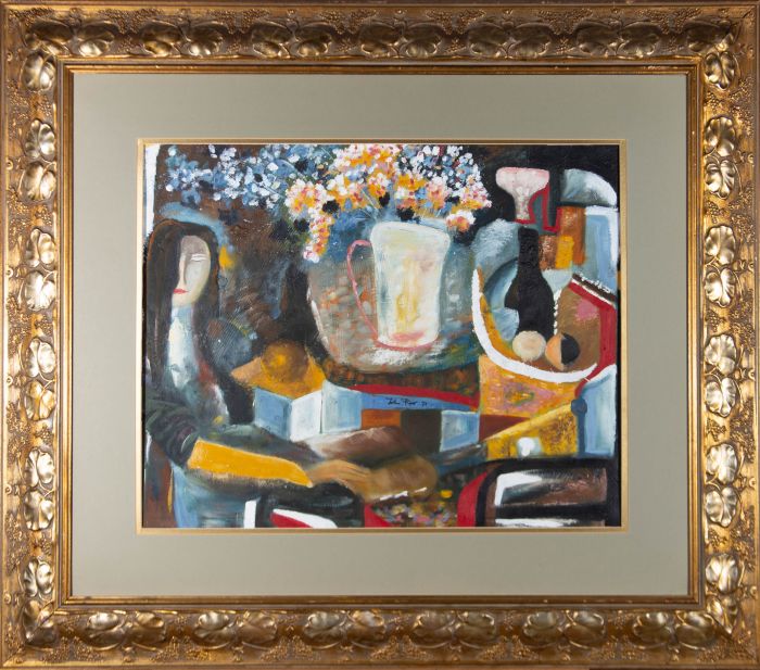Follower of John Piper (1903-1992) - 1973 Oil, Still Life with Figure