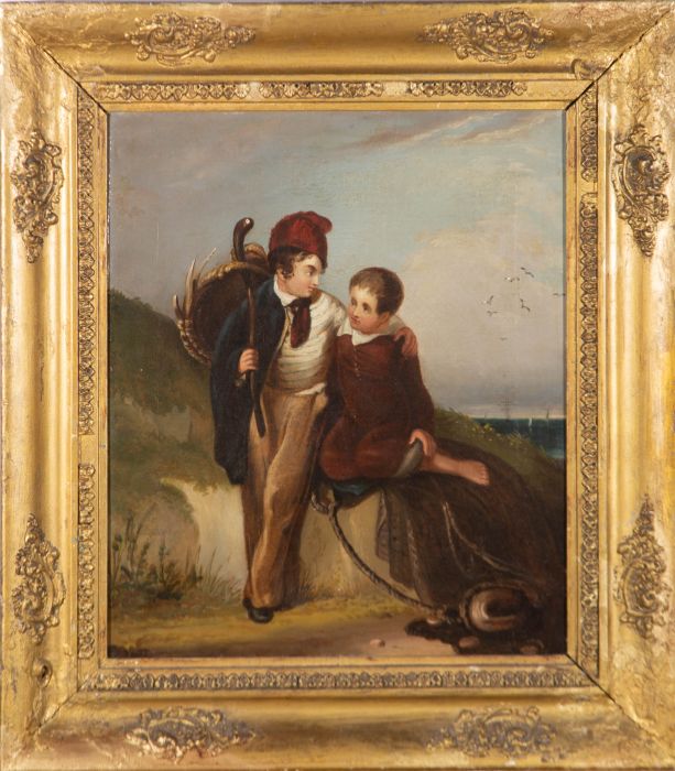 Framed Mid 19th Century Oil - A Day at the Beach