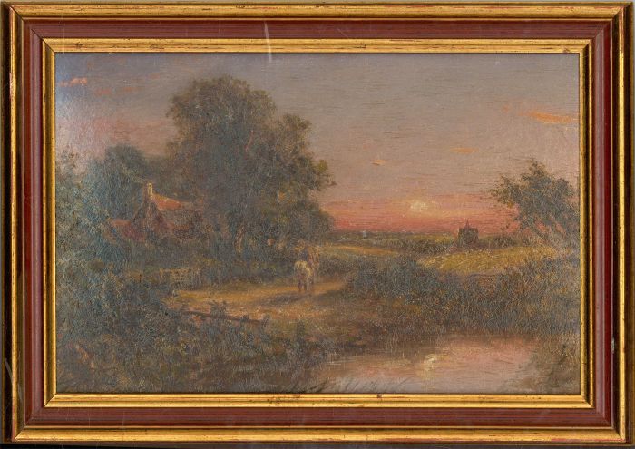 T. Oliver - Late 19th Century Oil, The Summer Sunset