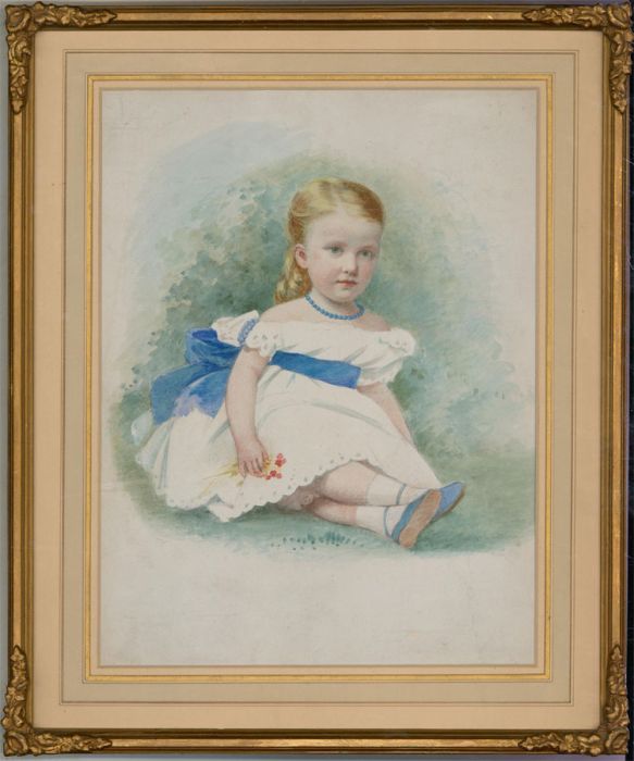 Framed Late 19th Century Watercolour - Victorian Child