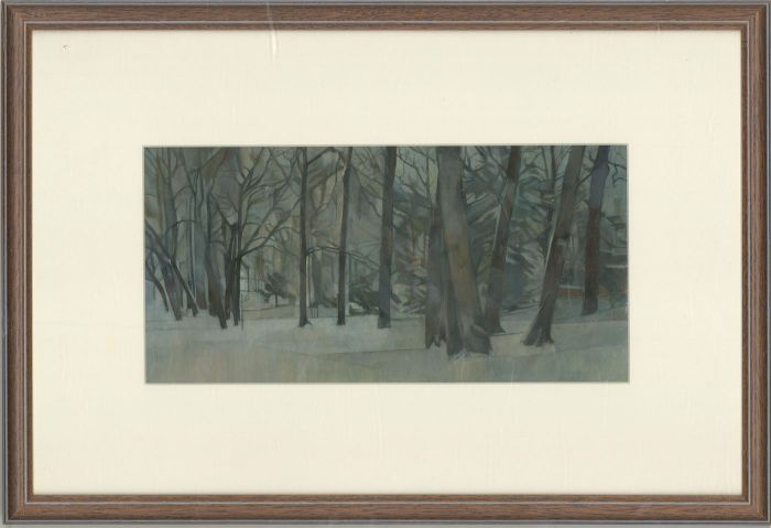 Framed Contemporary Gouache - The Winter Forest
