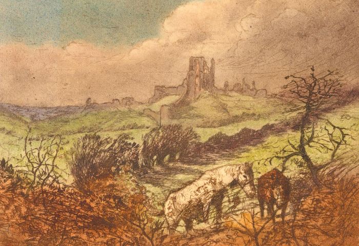 Elizabeth Armsden - Early 20th Century Etching, Horses in Landscape