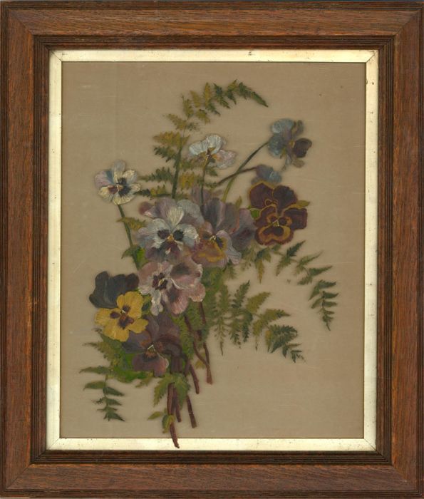 Framed Late 19th Century Oil - Pansies