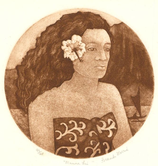 Franki Morris - Contemporary Aquatint, Portrait of a Hawaiian Woman, Mauna Lei