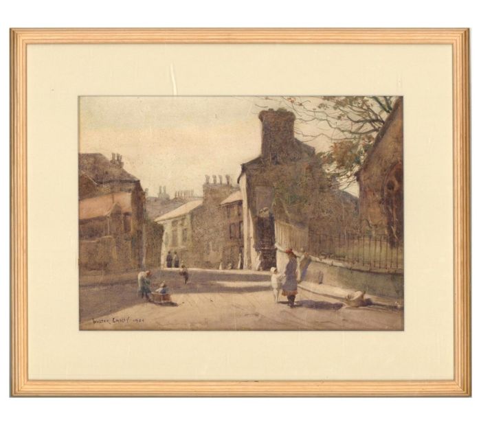 Walter Emsley (1860-1938) - 1924 Watercolour, Manchester Street Scene