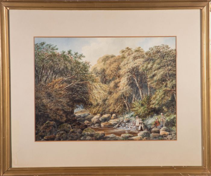 John Lessels (1809-1883)  - Signed & Framed 1879 Watercolour, Along the Stream