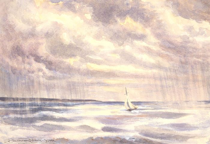 S. Barnes Robson (1900-1973) - Mid 20th Century Watercolour, Rain at Sea