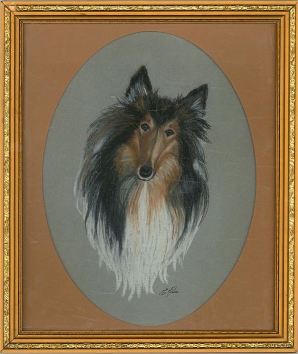 C. M. Price - Signed & Framed Contemporary Pastel, Collie