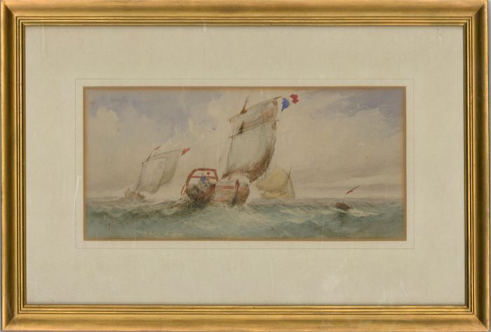 Late 19th Century Watercolour - Seascape with French Ships