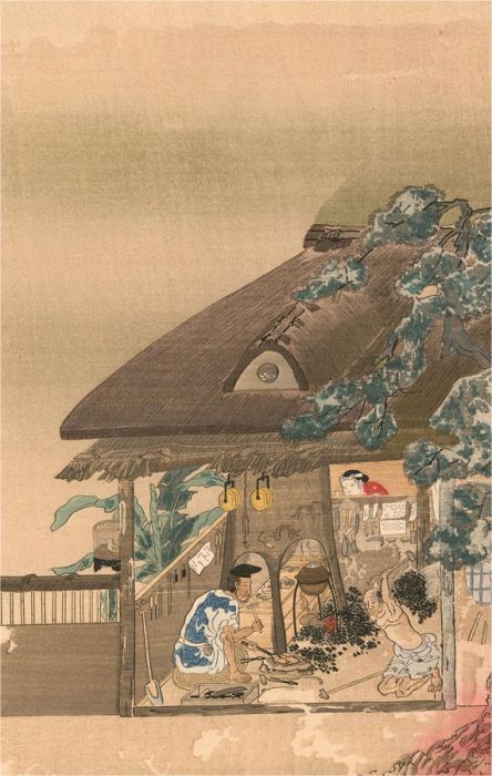 Tosa Mitsuoki (1617–1691)  - 17th Century Japanese Woodblock, A Blacksmith's