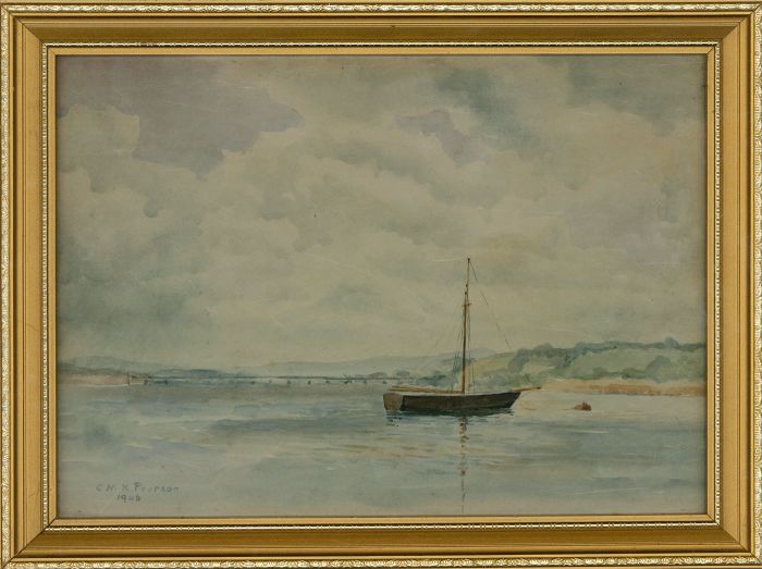 C. M. K. Pearson - Signed & Framed 1946 Watercolour, Along the River Teign