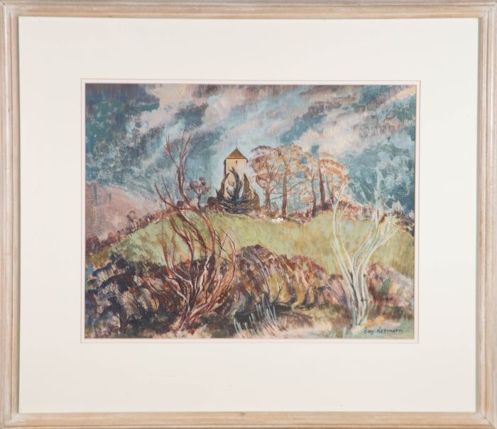 Bay Robinson (1898-1983) - 1958 Watercolour, Pyecombe Church