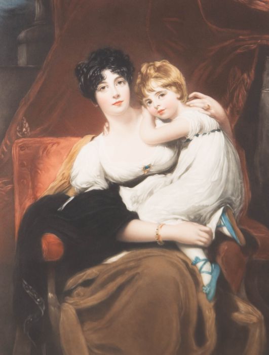 Ellen Jowett after Sir Thomas Lawrence - 1925 Mezzotint, Lady Leitrim And Child