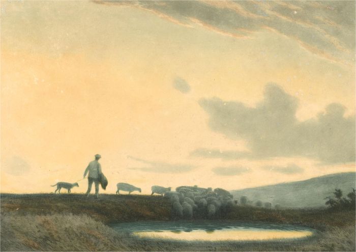 Joseph Kirkpatrick (1872-1936) - Early 20th Century Aquatint, Herding At Dusk