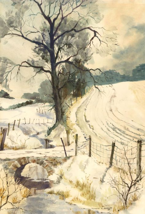Richard E. Beckett - Signed 1984 Watercolour, Winter Scene