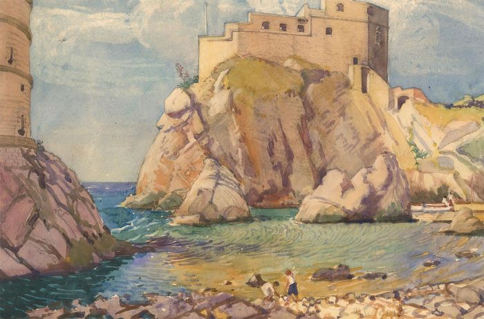 Philip William Cole (1884-1964)- Early 20th Century Watercolour, Dubrovnik Beach
