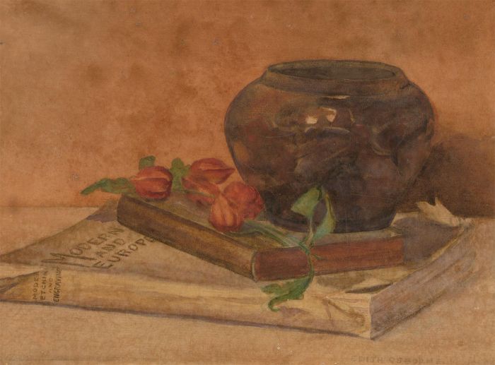 Edith Osborne (1843-1926) - Signed Late 19th Century Watercolour, Study of Books