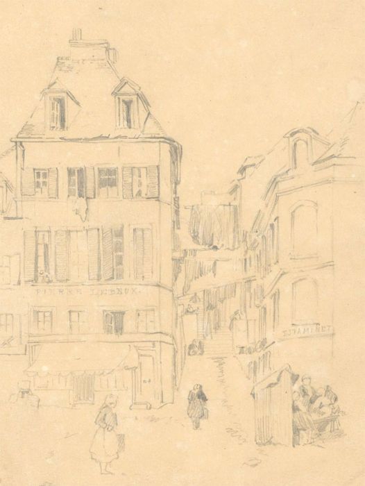 W.D. Mackenzie - Graphite Drawing, Rue de Boston Boulogne Sur Mer