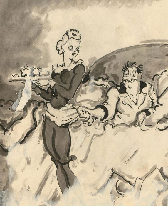 Harold Hope Read (1881-1959) - Pen and Ink Drawing, The Waitress