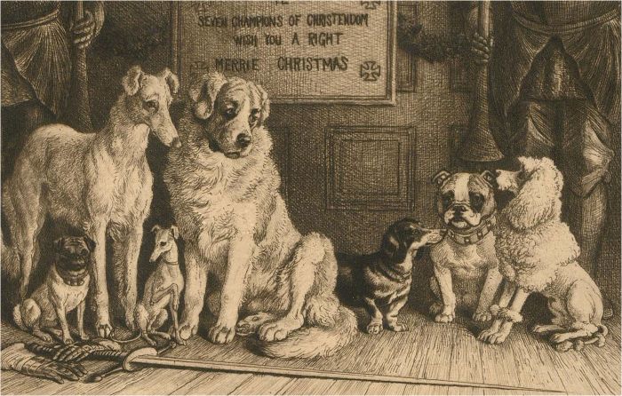 Frank R. Palou - Early 20th Century Etching, Merry Christmas From The Dogs
