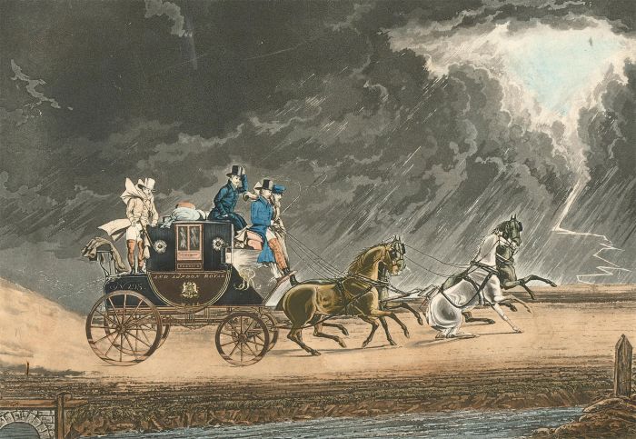 Richard Gilson Reeve after James Pollard - 1827 Aquatint, The Mail Coach