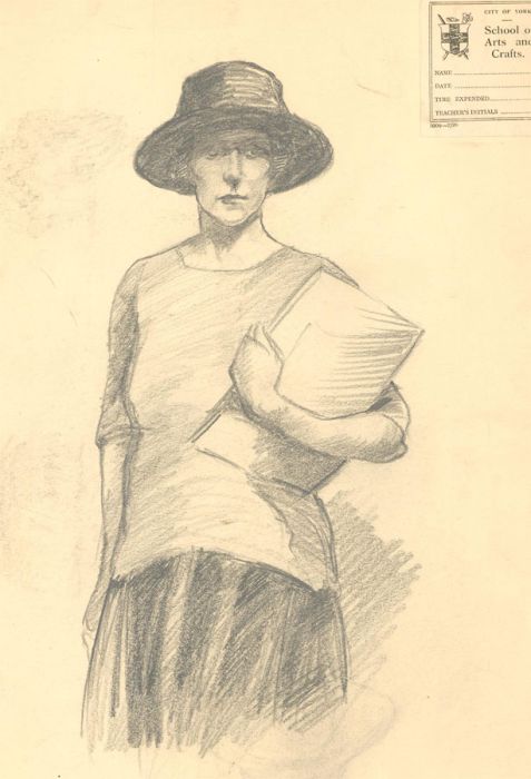 S. Barnes Robson (1900-1973) - Early 20th Century Graphite Drawing, Lady in Hat